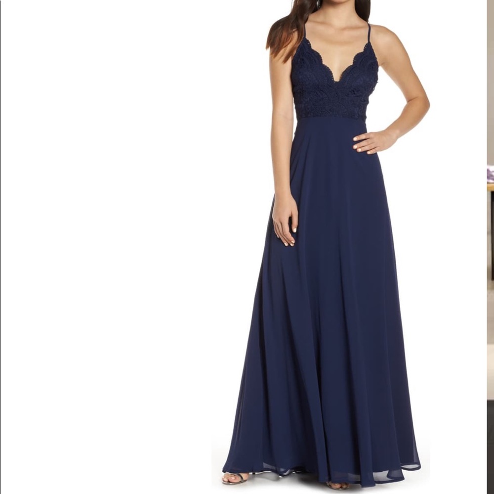 LULUS Madalyn Lace Chiffon A-Line Gown XL Wedding
